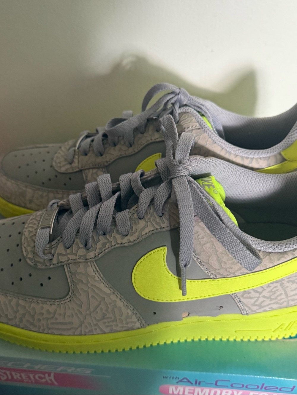 Nike Grey and Neon Low-Top Sneakers